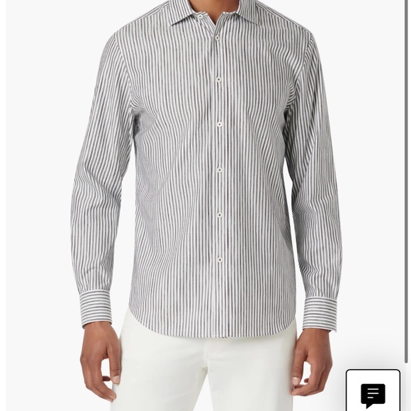 Bugatchi Shaped Fit Formal Striped Black and White Shirt Size 3XL